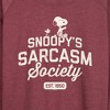 Women's - Peanuts - Snoopy Sarcasm Society Lightweight French Terry Wide Neck Long Sleeve Shirt - 2 of 4