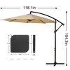 VECELO 10ft Offset Hanging Patio Umbrella with UV Protection Waterproof for Outdoor/Garden/Lawn, 8 Sturdy Ribs, Handy Crank&Cross Base, Red/Tan/White - 3 of 4