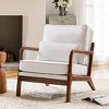 Sweetcrispy Mid-Century Modern Accent Chair Fabric Upholstered Armchair Wooden Sofa Chair | Beige - image 2 of 4