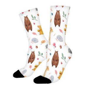Baby Animal Pattern Women Printed Crew Socks Funny Funky Socks Soft Polyester Novelty Gifts for Artists Men - 1 of 1