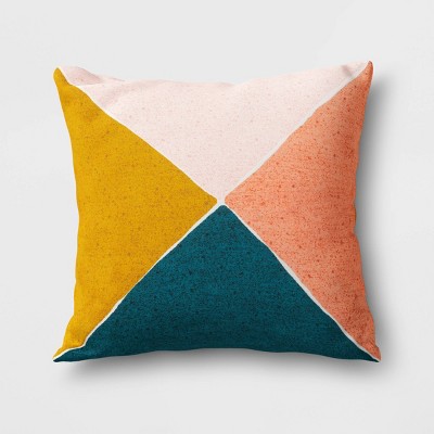 coral and blue throw pillows