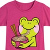 Girls' - Instant Message - Kawaii Frog Eating Ramen Fitted Short Sleeve Graphic T-Shirt - 2 of 4