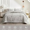 3 Piece Quilt Set Queen Full Size Gray Branch with White Orange Floral Soft Bed Cover for All Season 1 Quilt+ 2 Shams - 2 of 4