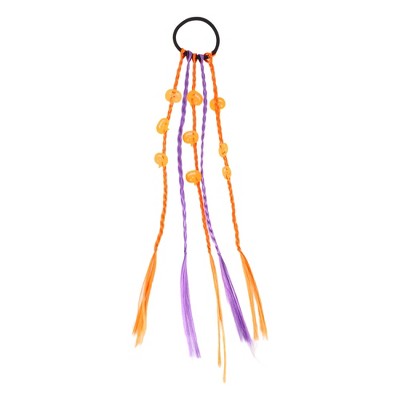 Unique Bargains Halloween Pumpkin Hair Rope Black Orange Purple 1 Pc