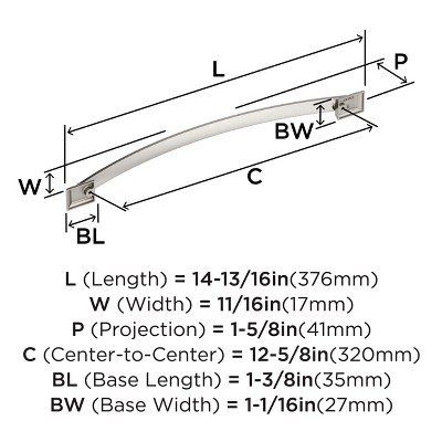 Satin Nickel 12-5/8 inch Modern Cabinet Pull