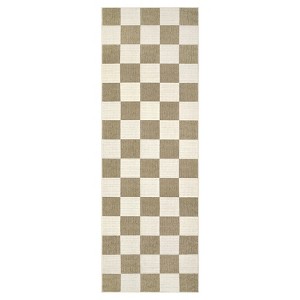 Washable Modern Checkered Living Room Rugs, Ultra Thin Soft Bedroom Carpet, Stain Resistant Non Slip Dining Room Rug - 1 of 4