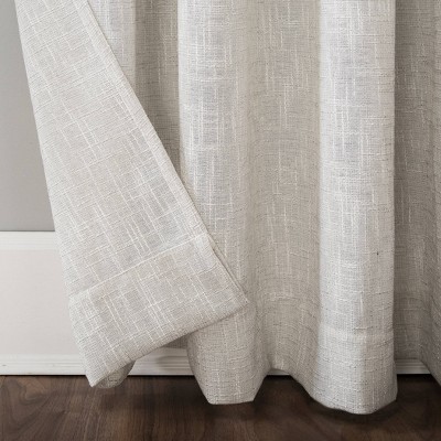 Ivory Sheer Crosshatch Linen Blend Curtain Panel