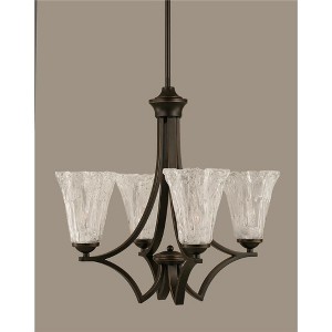 Toltec Lighting Zilo 4 - Light Chandelier in  Dark Granite with 5.5" Fluted Italian Ice Shade - 1 of 1