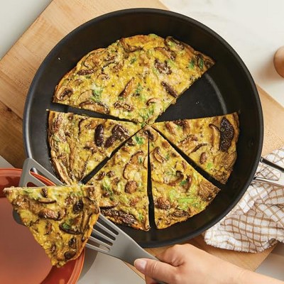 12.5-Inch Black Aluminum Nonstick Frying Pan with Ceramic Coating