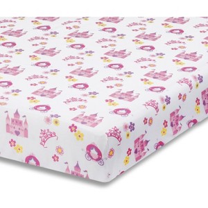 Everyday Kids Baby Girl Fitted Crib Sheet Princess Storyland, 100% Soft Breathable Microfiber, Fits Standard Crib Mattress 28x52in - 1 of 4