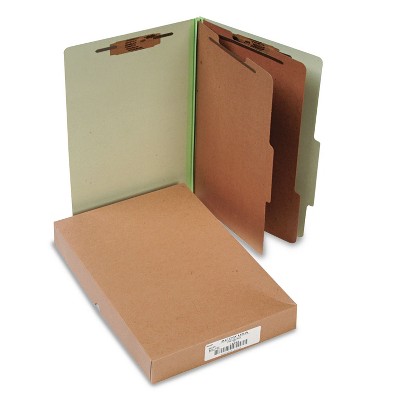 Acco Pressboard 25-Pt Classification Folders Legal 6-Section Leaf Green 10/Box 16046