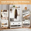 Lirago 3-in-1 Hallway Hall Tree with 2 Drawers & 4 Coat Racks-Wooden Shoe Bench with Cushion for Entryway White 16.5"D * 34.5"L  * 68"H - 4 of 4