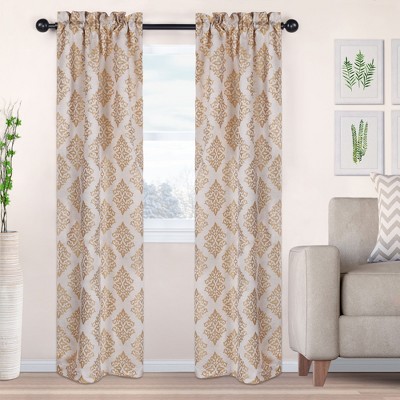 Vintage Venetian Damask Jacquard Embroidered Curtains, Set of 2 by Blue Nile Mills