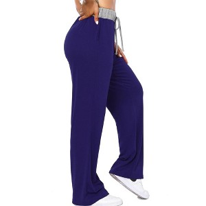 Womens Wide Leg Pants Drawstring Workout Sweat Pants for Women Comfy High Waist Pajama Legging with Pockets - 1 of 4