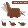Swivel Rocking Recliner Chair, Manual Leather Recliner Glider, Comfortable Rocker, for Living Room, Bedroom, Brown - 3 of 4