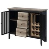 Royal Hampton 47 Inch Sideboard Buffet, 3 Drawers, Antique Oak Brown and Black - 3 of 4