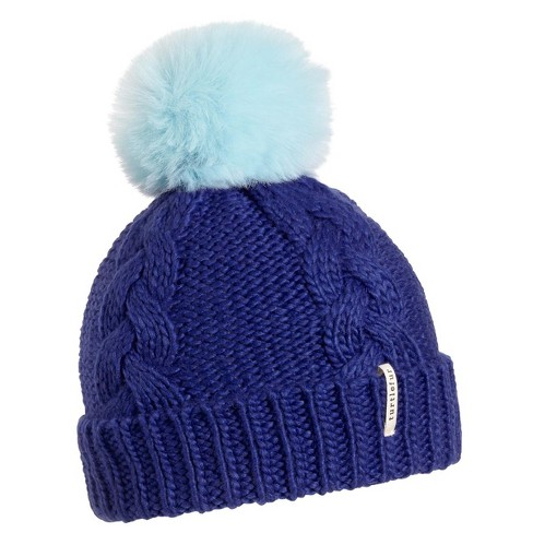 Turtle Fur Youth Girls' Lizzy Faux Fur Pom Beanie, Blue : Target