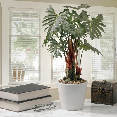 Silk Philodendron 23" Potted Tabletop Plant in White Ceramic