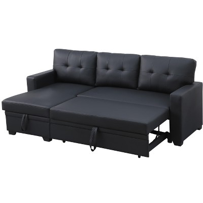 ROOMTEC Convertible Sleeper Sectional Sofa, L-shaped Corner Couch with Pullout Bed, Upholstered Sofa Bed w/Storage Chaise
