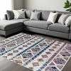 Ivory Blue and Orange Geometric Power Loom Area Rug - 2 of 4