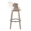LumiSource Set of 2 Symphony Barstools Light Gray Wood/White PU/Black Metal: Fixed-Height, Swivel - 3 of 4