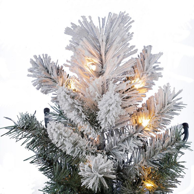 Home Heritage Snowdrift Spruce 7.5 Foot Snow Frosted Artificial Pre-Lit Christmas Tree with White Clear Lights, 3 of 7