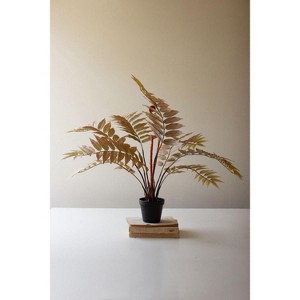 Artificial Yellow Fern in Black Pot – 26" Tall Faux Plant by Kalalou - 1 of 4