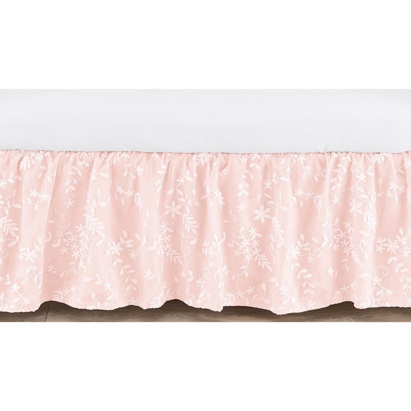 Sweet Jojo Designs Girl Baby Crib Bed Skirt Lace Collection Solid Blush Pink, 1 of 5