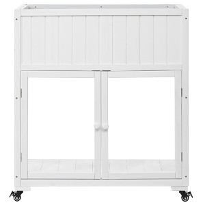 YOOCOZZ Patio 2 Doors Garden Greenhouse, Mini Wood Cold Frame with Wheels - 1 of 4