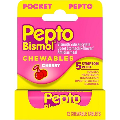 Pepto Bismol To-Go Chewable Tablets Cherry 12 Ct