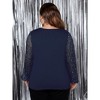Coolmee Women's Plus Size Mesh Long Sleeve Tops Fall Winter Fashion Tunics Casual Front Twist Crew Neck T-Shirt - 2 of 4