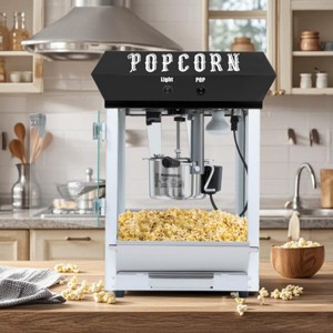 SEVOBAL Popcorn Poppers Bar Style Popcorn Maker with 6oz Kettle Tempered Glass and Stainless Steel Accessories for Parties, Black, - 1 of 4