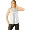 INSPIRE CHIC Women's Party Shiny Sleeveless Keyhole Back Club Metallic Tank Top - 2 of 4