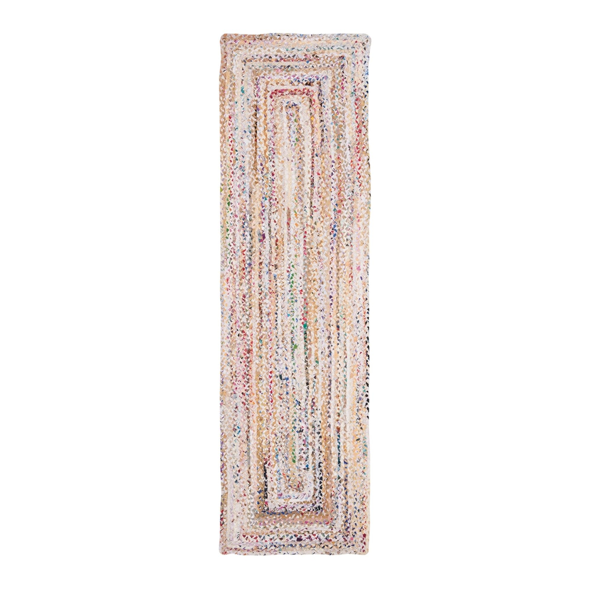 Braided BRD210 Hand Woven Indoor Runner Rug- Ivory/Multi - 2'3"x6' - Safavieh