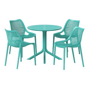 WestinTrends Playa 5-Piece Modern Round Patio Dining Table Set with Stackable Patio Dining Chairs - 1 of 4