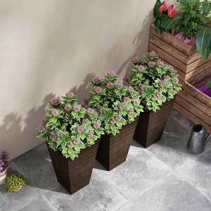 Okak 3 Pack 28" Tall Planters with Drainage Hole, Stylish Indoor & Outdoor Flower Pots for Porch, Patio, Deck - 1 of 4