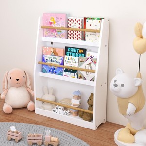 KWPZQEB Kids Bookshelf, 3 Tiers Book Shelf for Kids Rooms, Kids Bookcase Rack Wall for Bedroom, Study Living Room - 1 of 4