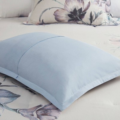 Maddy Blue Floral Cotton King/Cal King Duvet Cover Set