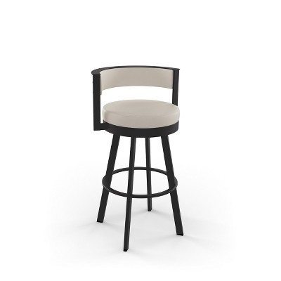 30" Browser Counter Height Barstool with Upholstered Seat Beige - Amisco