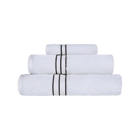 Premium Cotton Solid Plush Heavyweight Hotel Luxury Towel Set, Black ...