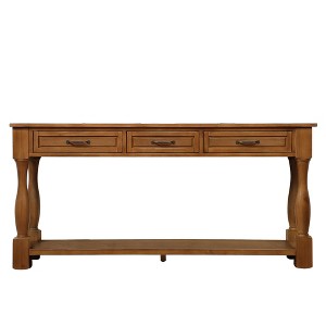 VYNXARIA 63-Inch Brown Console Table with Drawers and Shelf - 1 of 4