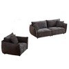 Modern 3-Seater + 1-Seater Linen Fabric Sofa Set with Wooden Frame and 3 Pillows - 2 of 4
