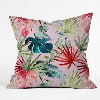 Marta Barragan Camarasa Colorful Tropical Paradise Square Throw Pillow Pink - Deny Designs