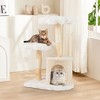Tangkula Cute Solid Wood Cat Tree Natural Branch Modern Flower Cat Tower w/Soft Long - 3 of 4