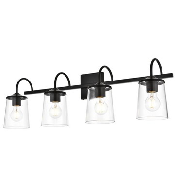 Avani 4-Light Black and Clear Glass Bath Sconce