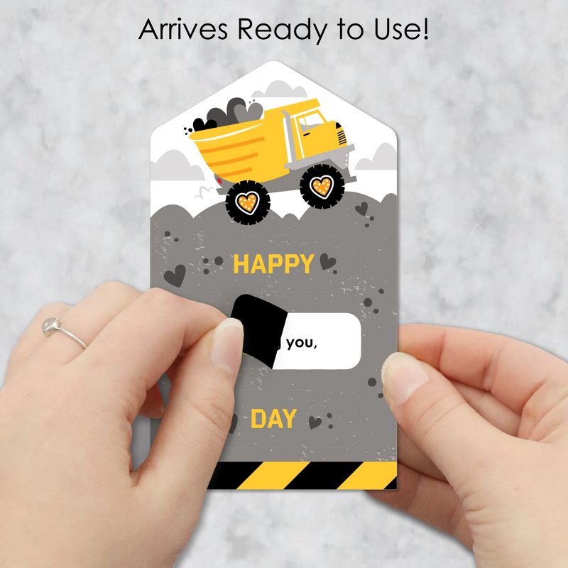 Big Dot of Happiness Dig It - Construction Party Zone - Dump Truck Cards for Kids - Happy Valentine's Day Pull Tabs - Set of 12, 3 of 8