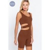 Slickblue Seamless Cut-Out Romper with Double Scoop Neck and Circle Fastener - Sage Green/Mauve/Toffee/White, S/M-M/L - 4 of 4