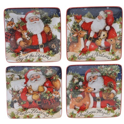 6" 4pk Earthenware Magic of Christmas Santa Canape Plates - Certified International