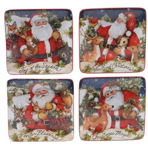 6" 4pk Earthenware Magic of Christmas Santa Canape Plates - Certified International - 1 of 2