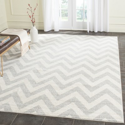 Light Grey and Beige Square Chevron Area Rug